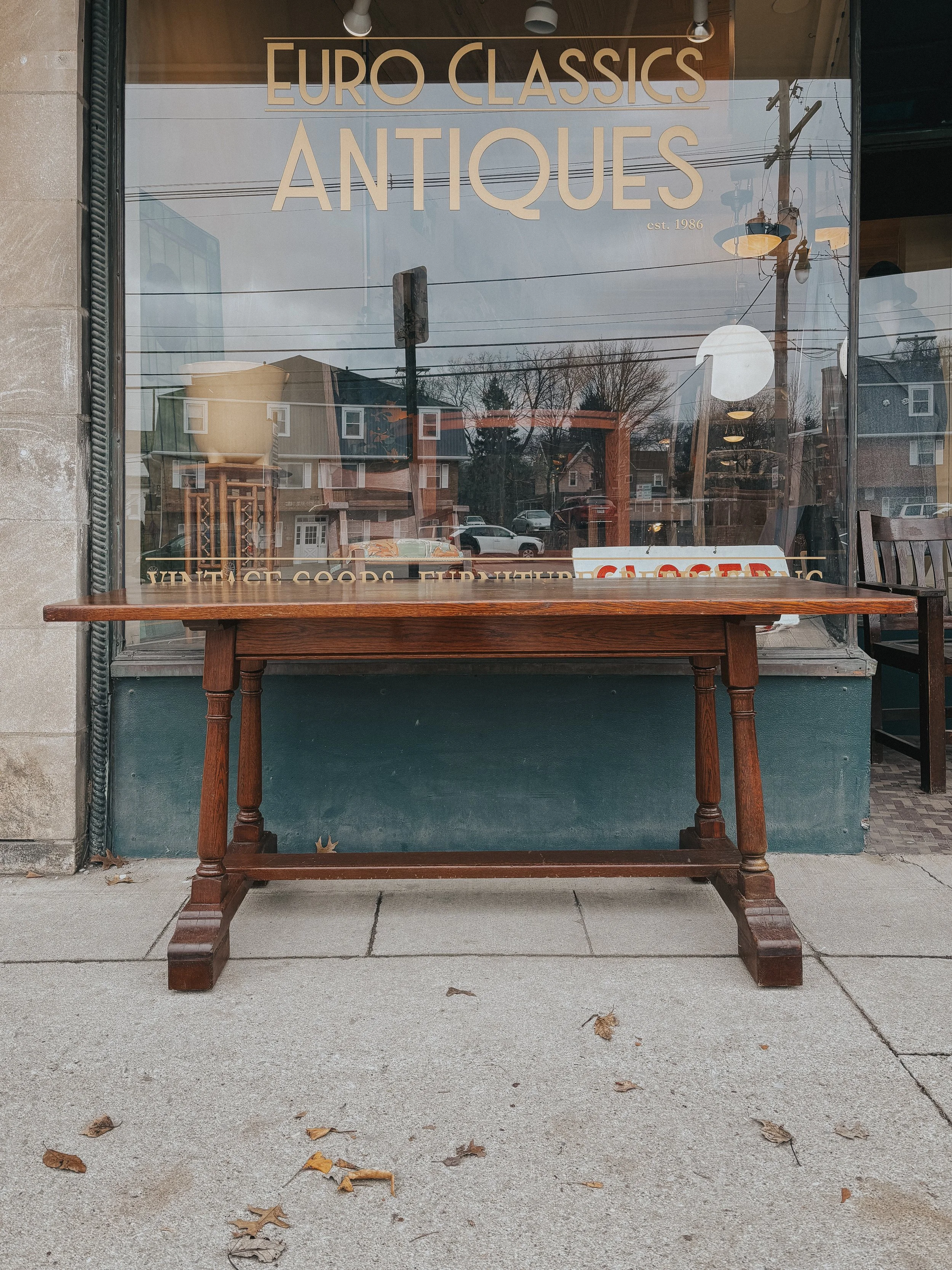 Antique Oak Trestle Table