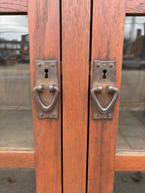 Hand formed hardware of Gustav Stickley Bookcase