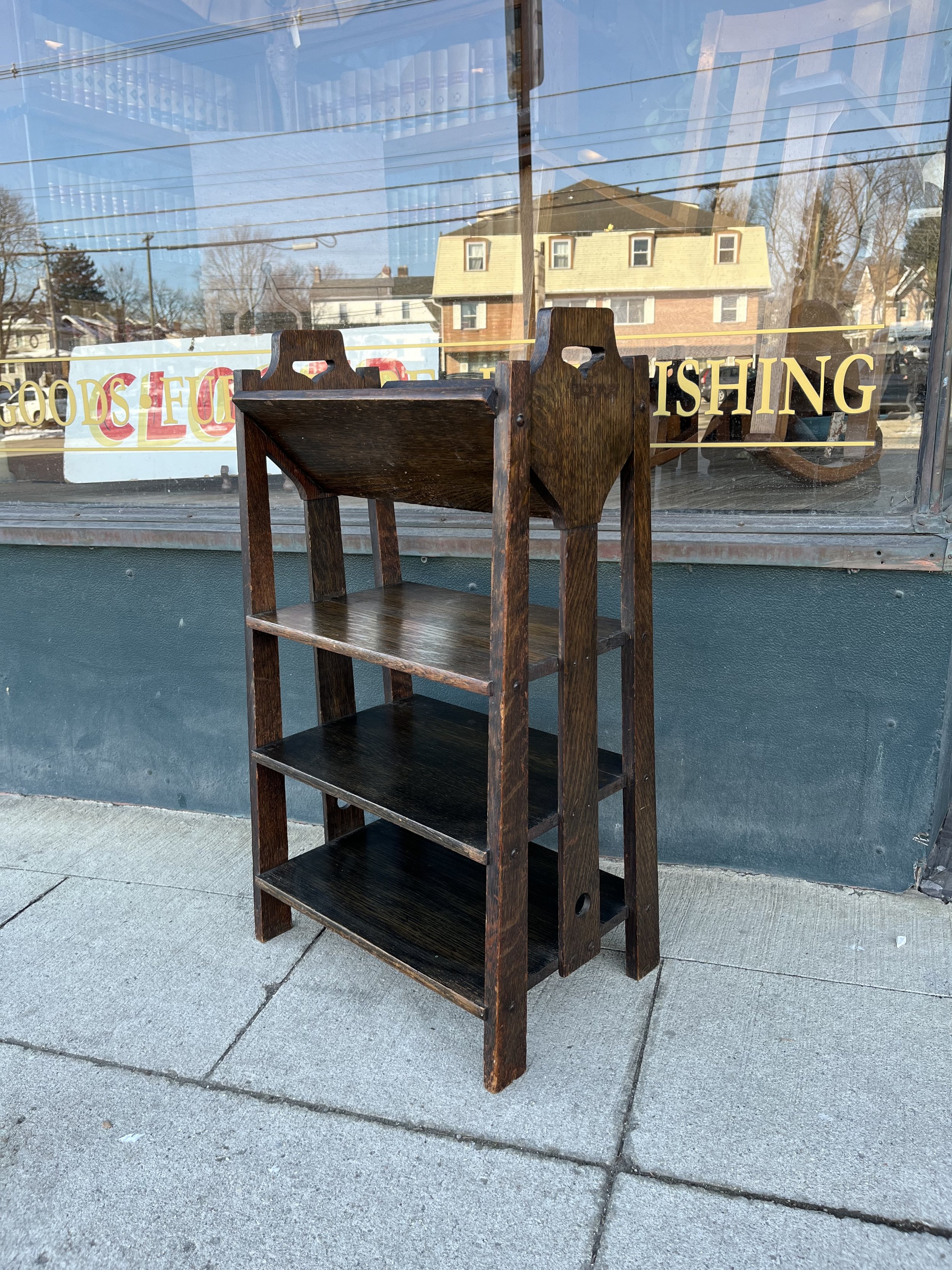 Lakeside Crafts Shop Book stand Side View Quarter Sawn Oak