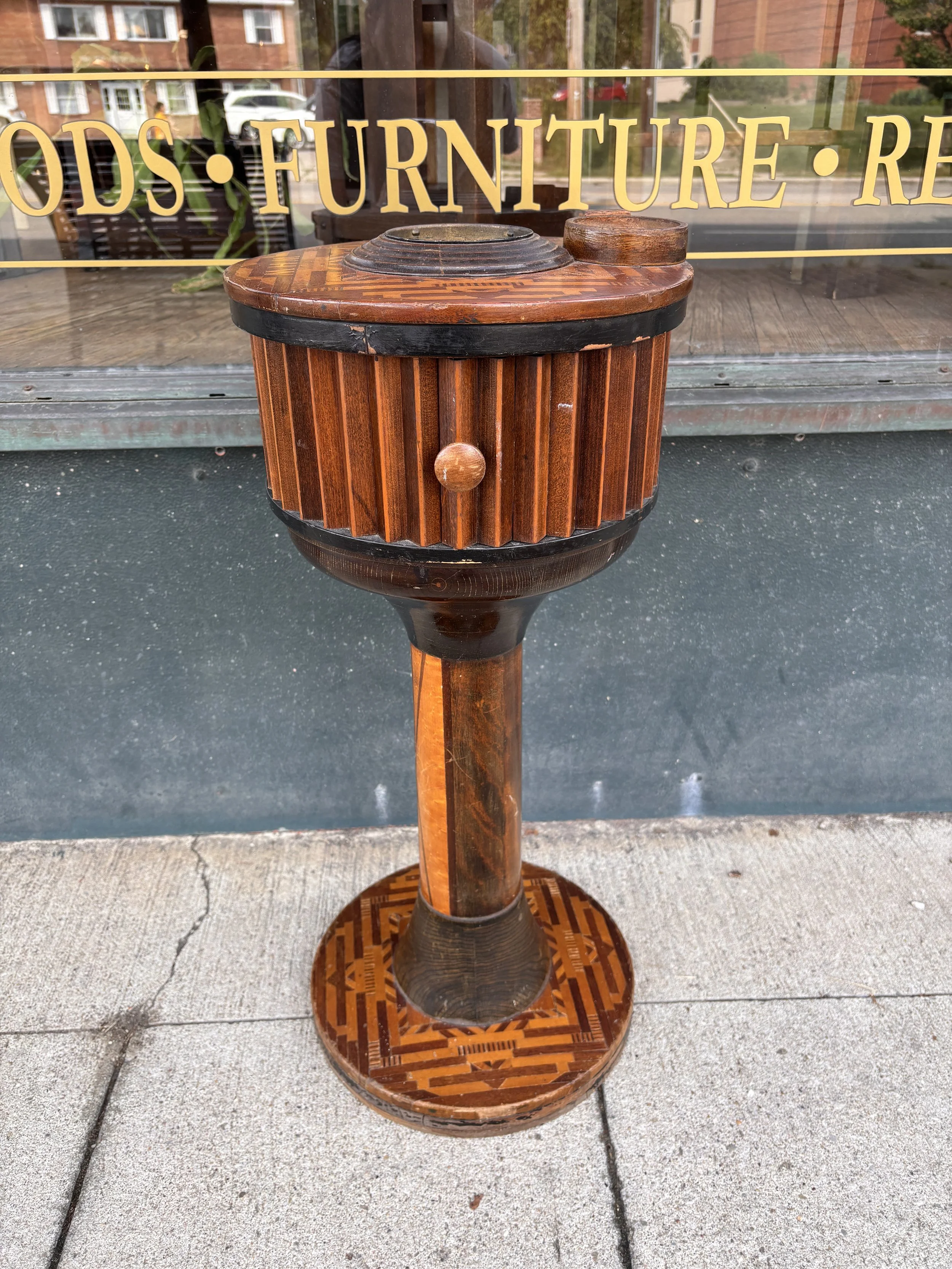 marquetry smoking stand