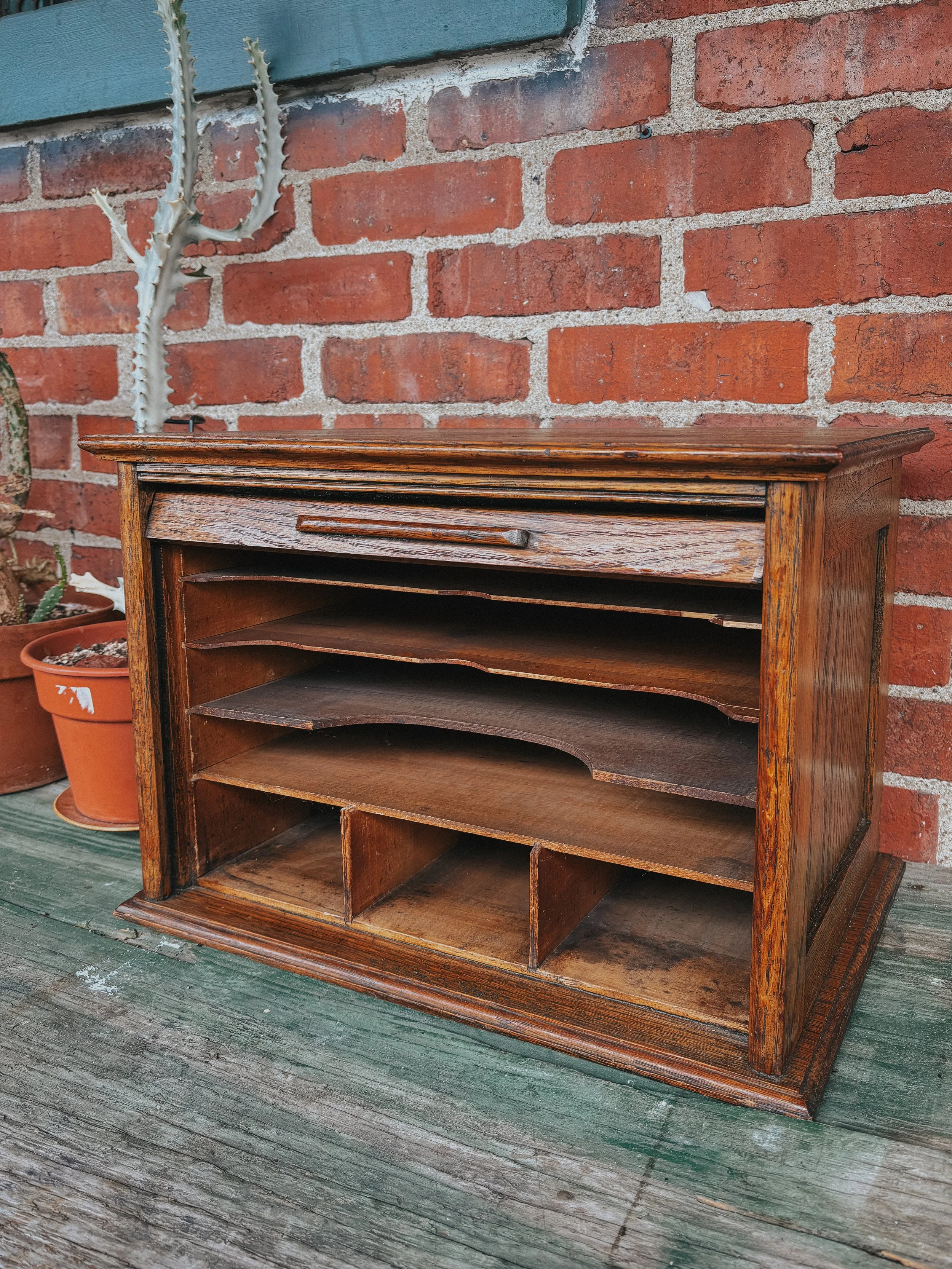 Antique Roll top table top file