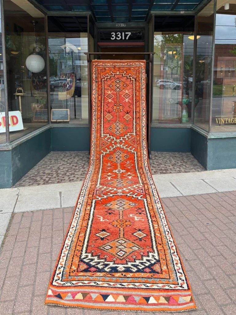 Vintage hand-knotted turkish runner