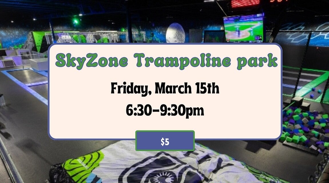 We&rsquo;re going to SkyZone (previously Defy) TOMORROW!! Invite your friends &amp; be there!!
⭐️Everyone under 18 coming NEEDS their parent to fill out the parent permission form! The form is in our bio! 
🚗 We are providing carpooling! Meet at the 