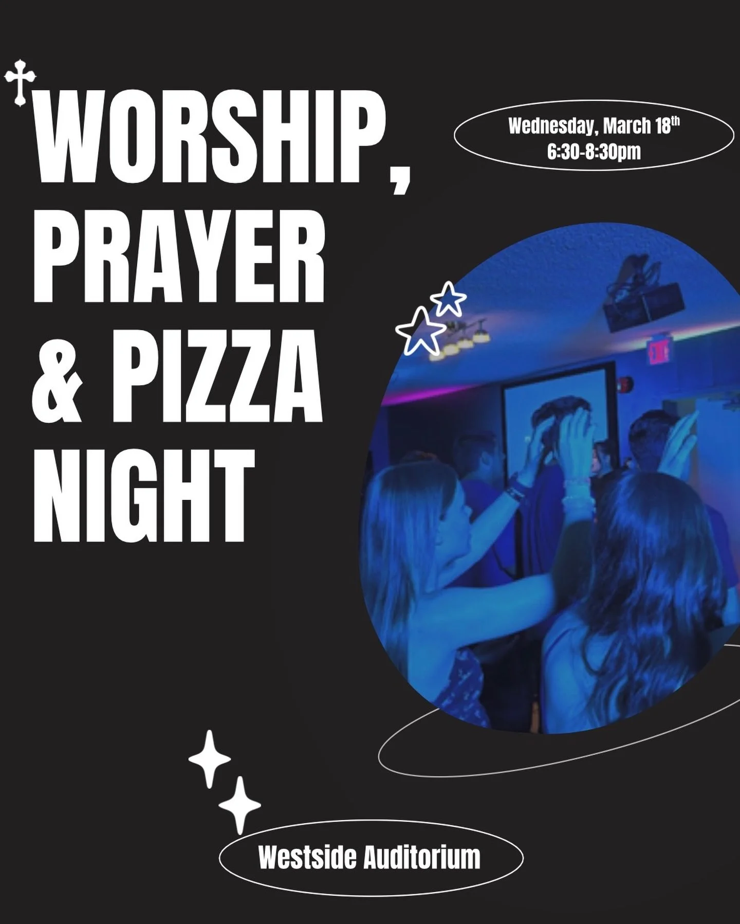 WORSHIP NIGHT IS TOMORROW🙌🎶 Join us tomorrow at 6:30pm in the main auditorium to worship, pray, eat pizza &amp; hang!! Middle, high school &amp; young adults! Gonna be an unforgettable night!
