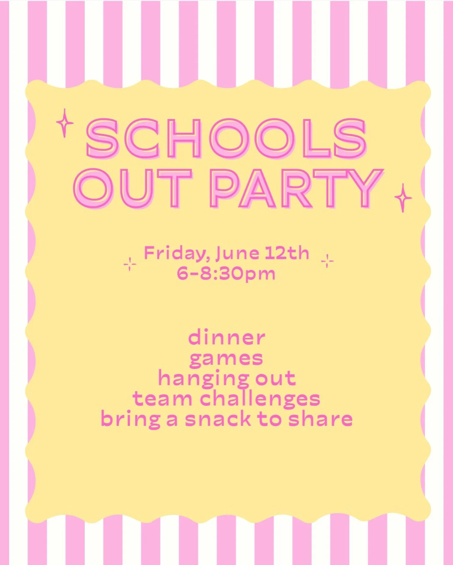 SCHOOLS OUT PARTY THIS FRIDAY☀️🥳 Come celebrate summer with us!! Middle &amp; high schoolers!
