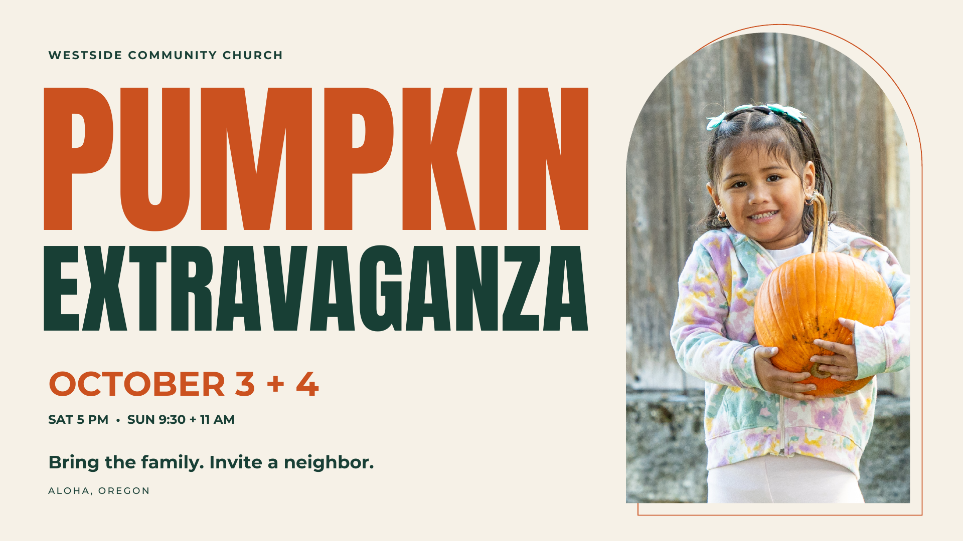 Pumpkin Extravaganza at Westside, October 3 + 4. Bring the family. Invite a neighbor.