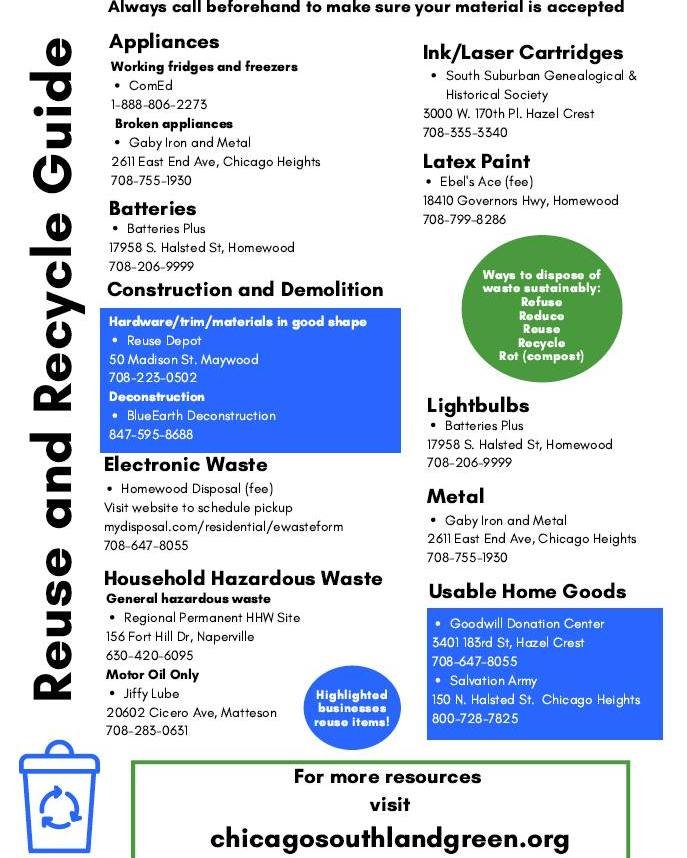 April is #EarthMonth, and if you are looking to recycle hard-to-recycle items as part of your spring cleaning, the Flossmoor Green Commission is happy to provide you with its Reuse &amp; Recycle Guide! Learn more green tips and see links to environme