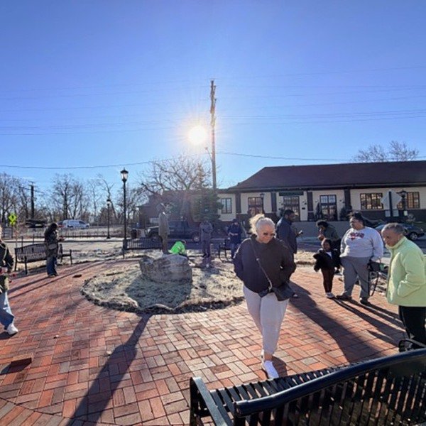 Greetings, Flossmoor! It was a lovely morning in the Village today, as the weather cooperated for the latest engraved brick and bench plaque installation in the downtown area. Thank you very much to our generous donors, whose donations help fund the 