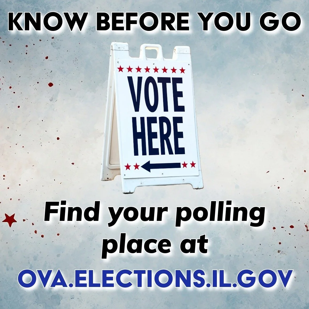 Greetings, Flossmoor! Today is Election Day; polls are open from 6 a.m.-7 p.m. Unsure of where to vote? Find your polling location here:

https://ova.elections.il.gov/PollingPlaceLookup.aspx