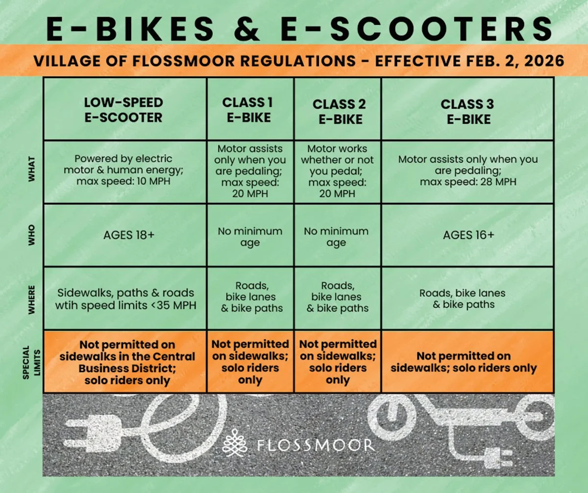 Greetings, Flossmoor - Happy #WellnessWednesday and #WorldBicycleDay!

Pedal power is a great way to enjoy the outdoors and to get exercise this summer. These days, electric versions of bicycles and scooters are becoming more popular. Please see the 