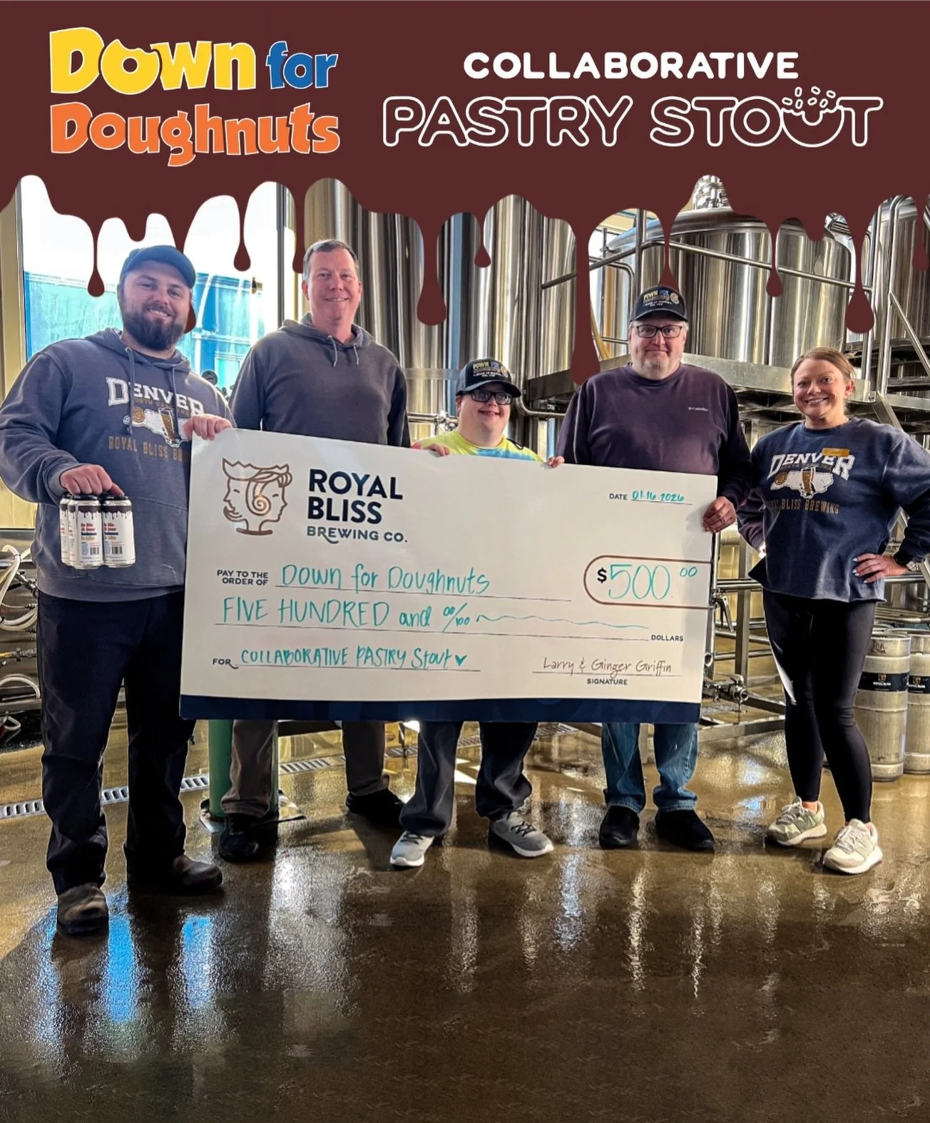 Another (delicious) year down 🍩🍺💛 Thanks to YOU, we donated $1 from every tulip poured of our Down For Doughnuts collaborative pastry stout! This beer is all about great flavor and an even better cause, and we&rsquo;re so grateful to our community