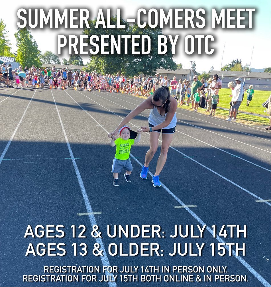 The second all-comers meet of the OTC summer series is back tomorrow for youth ages 12 &amp; under AND on Thursday for ages 13 &amp; older. Hope to see everyone out at Springfield High School!