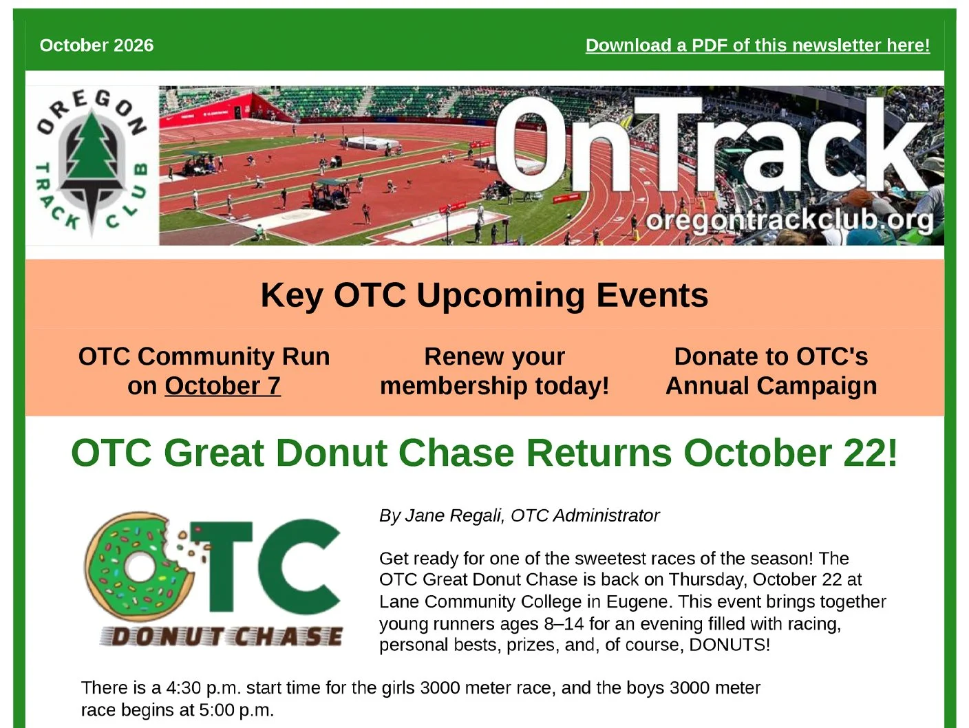 Oregon Track Club Newsletter - October 2026