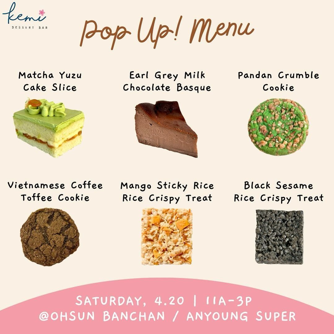 ✨Menu for tomorrow&rsquo;s pop up featuring three new items!!! ✨

Really excited to share these new treats with you all! We&rsquo;ve got: 

🍋 Matcha yuzu cake slice (vanilla cake, kumquat marmalade, yuzu curd, matcha buttercream) 
🫖 Earl grey milk 