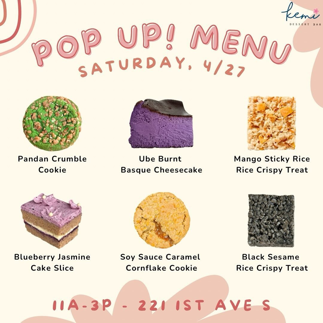 New pop up! menu 🤩

Thrilled to be joining the gang at @ohsunbanchan @anyoungsuper again tomorrow to celebrate @itscathywu &lsquo;s new book!! 

I&rsquo;m bringing a bunch of delicious treats, including three new items:

-Ube burnt basque cheesecake