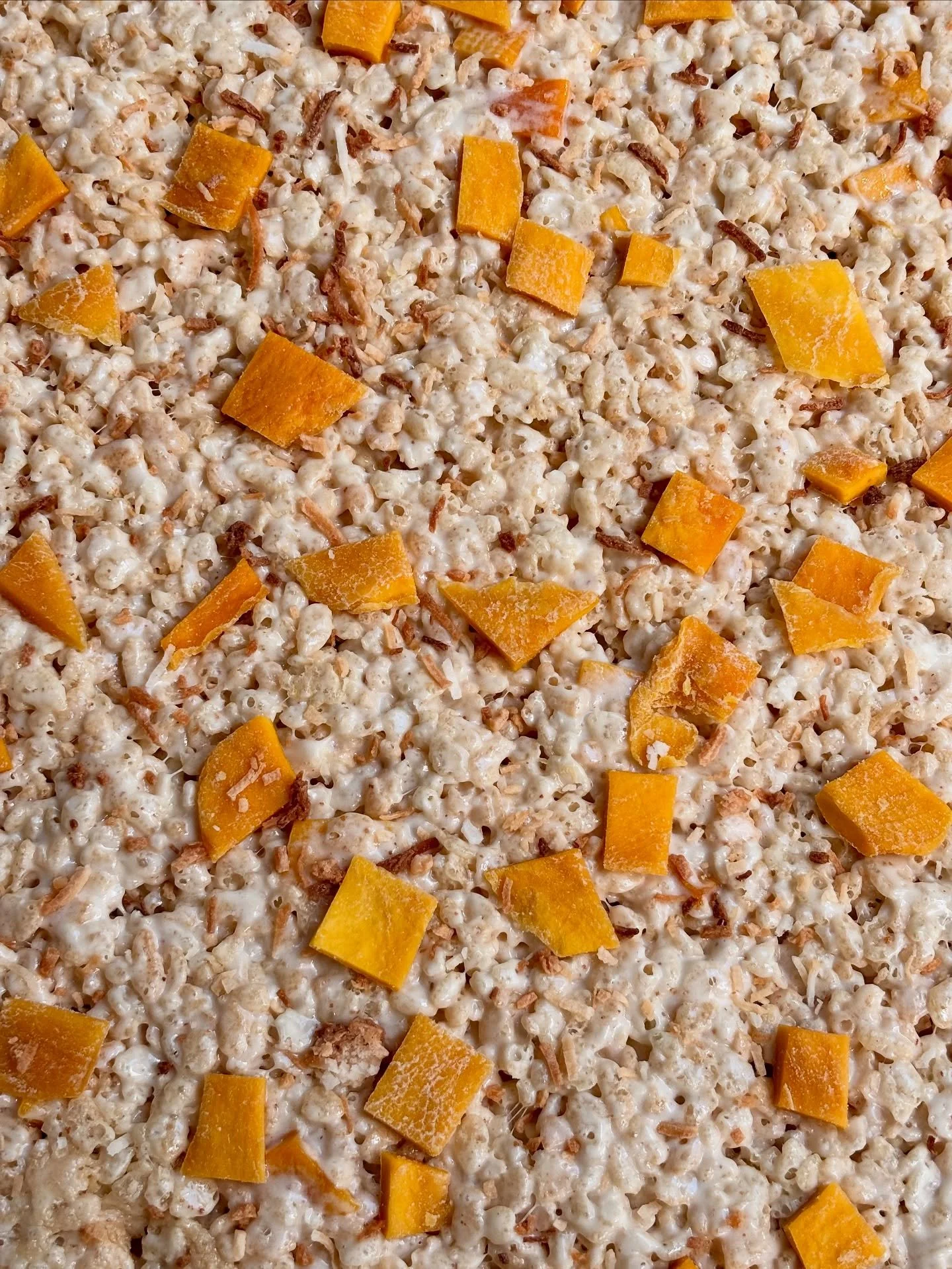 Mango sticky rice-rice crispy closeup 😍

Never thought you guys would love this one as much as you have been. It was just a fun nostalgic flavor I came up with years ago&mdash;never thought too much of it&mdash;but I&rsquo;m so so happy you&rsquo;ve