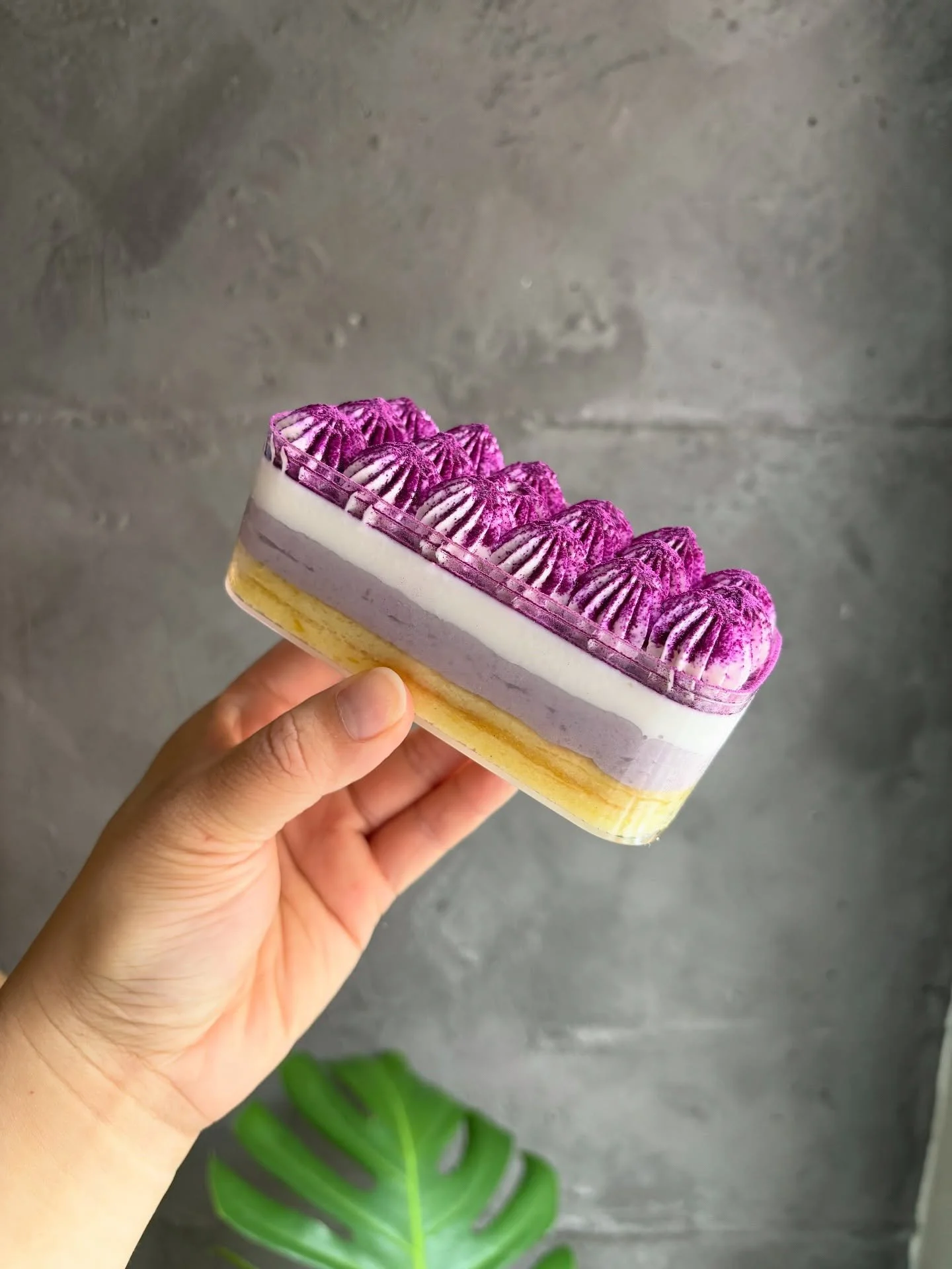 Taro cream cake box ✨

Truly a deliciously not too sweet dessert&mdash;with layers of gluten free mochi chiffon, rich taro paste, creamy coconut panna cotta, fluffy chantilly, and a dusting of vibrant purple sweet potato powder.

You guys have really