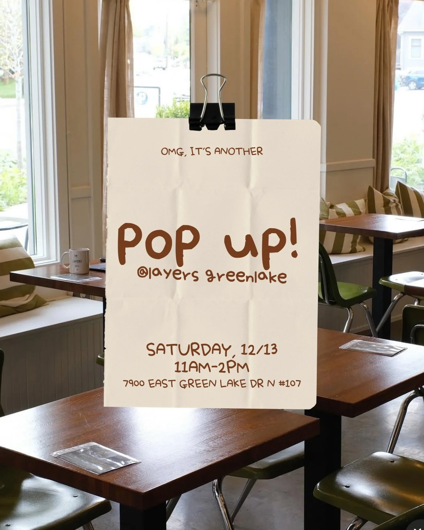 See you this Saturday for another delicious pop up!! 

We&rsquo;re teaming up with the incredible team at @layersgreenlake !!! We&rsquo;ll be serving up delicious desserts and sandwiches all afternoon long!! It&rsquo;s gonna be incredible 🤩

See you