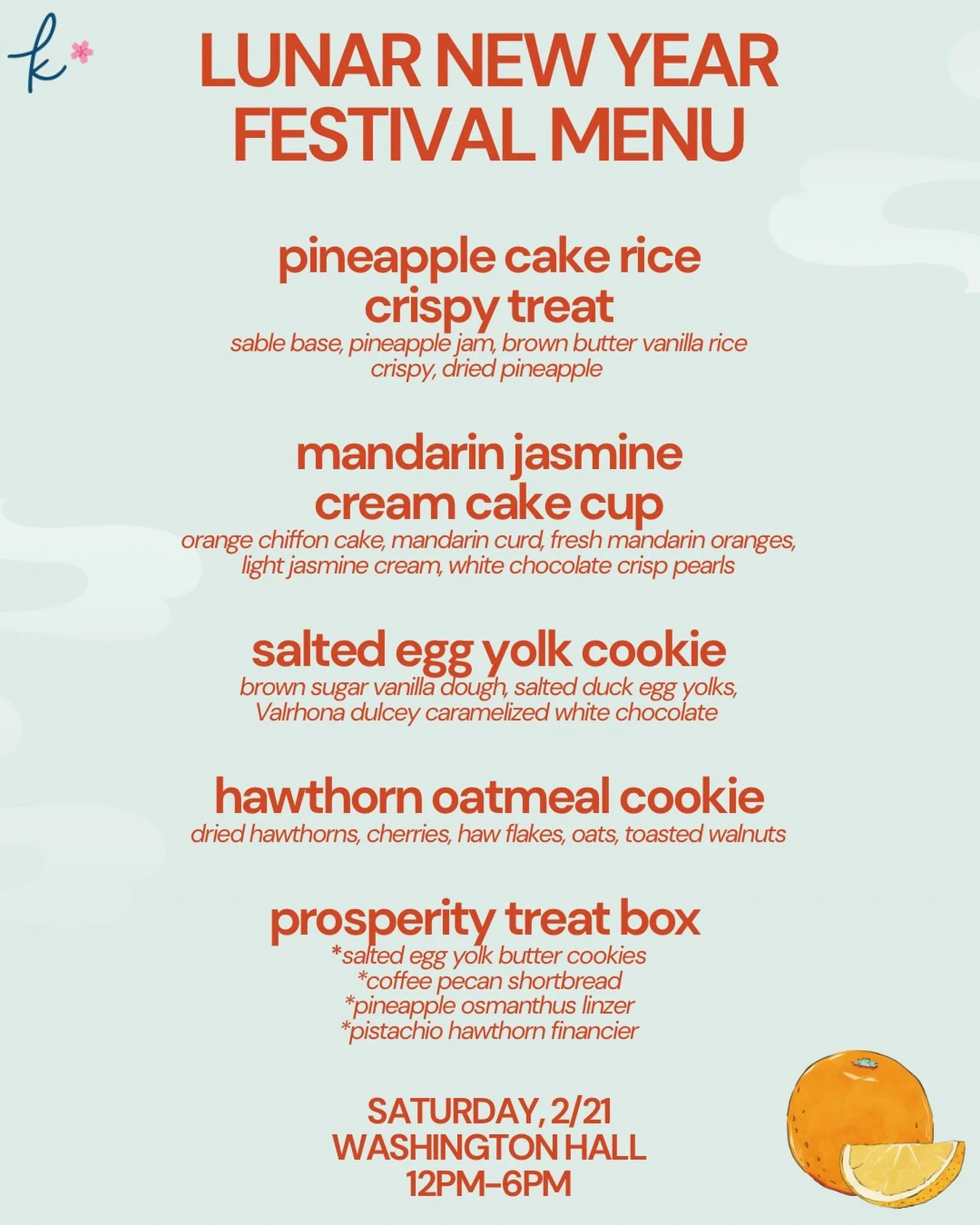 Lunar new year market!!! 

I&rsquo;ll be bringing a very delicious and exclusive menu to the @seattlerisecollective market this Saturday!! Every dessert is inspired by some of my favorite LNY desserts/flavors growing up. 

Find me alongside @ohanhoi 