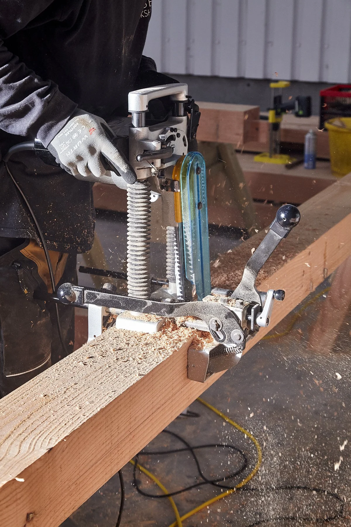 Tolson Hall timber wall frame fabrication mortise cutting 05.jpg