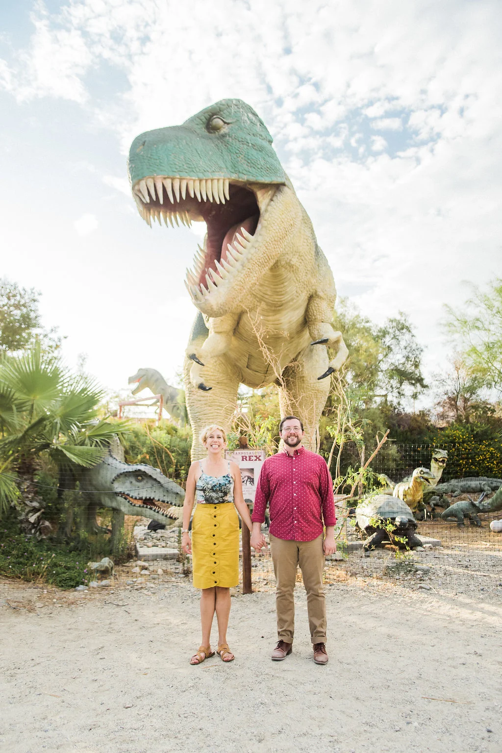Lara + Chris Desert Engagement Session at the Cabazon Dinosaurs