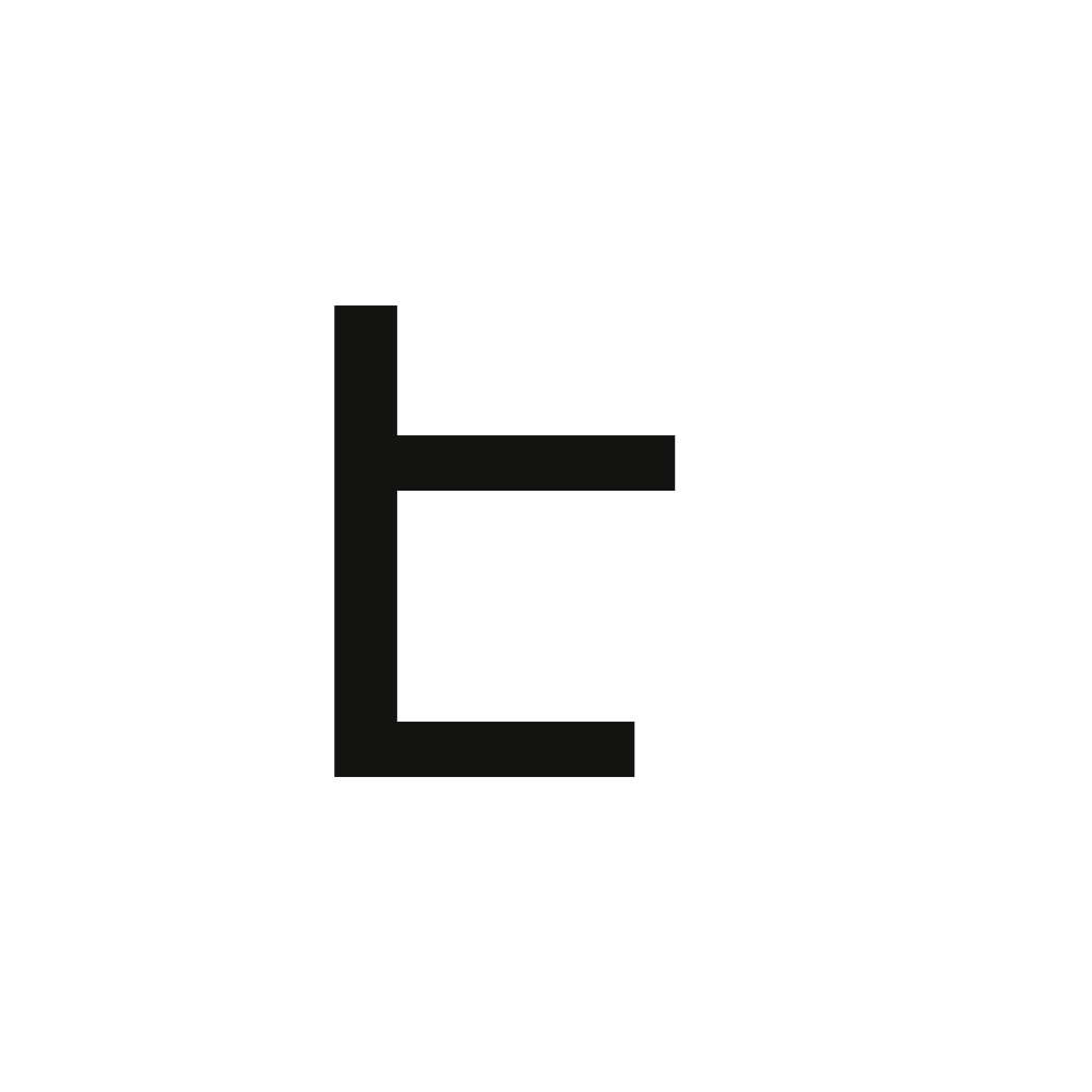 Geometric drawing of an outline square with sections divided by vertical, horizontal, and half circle lines.