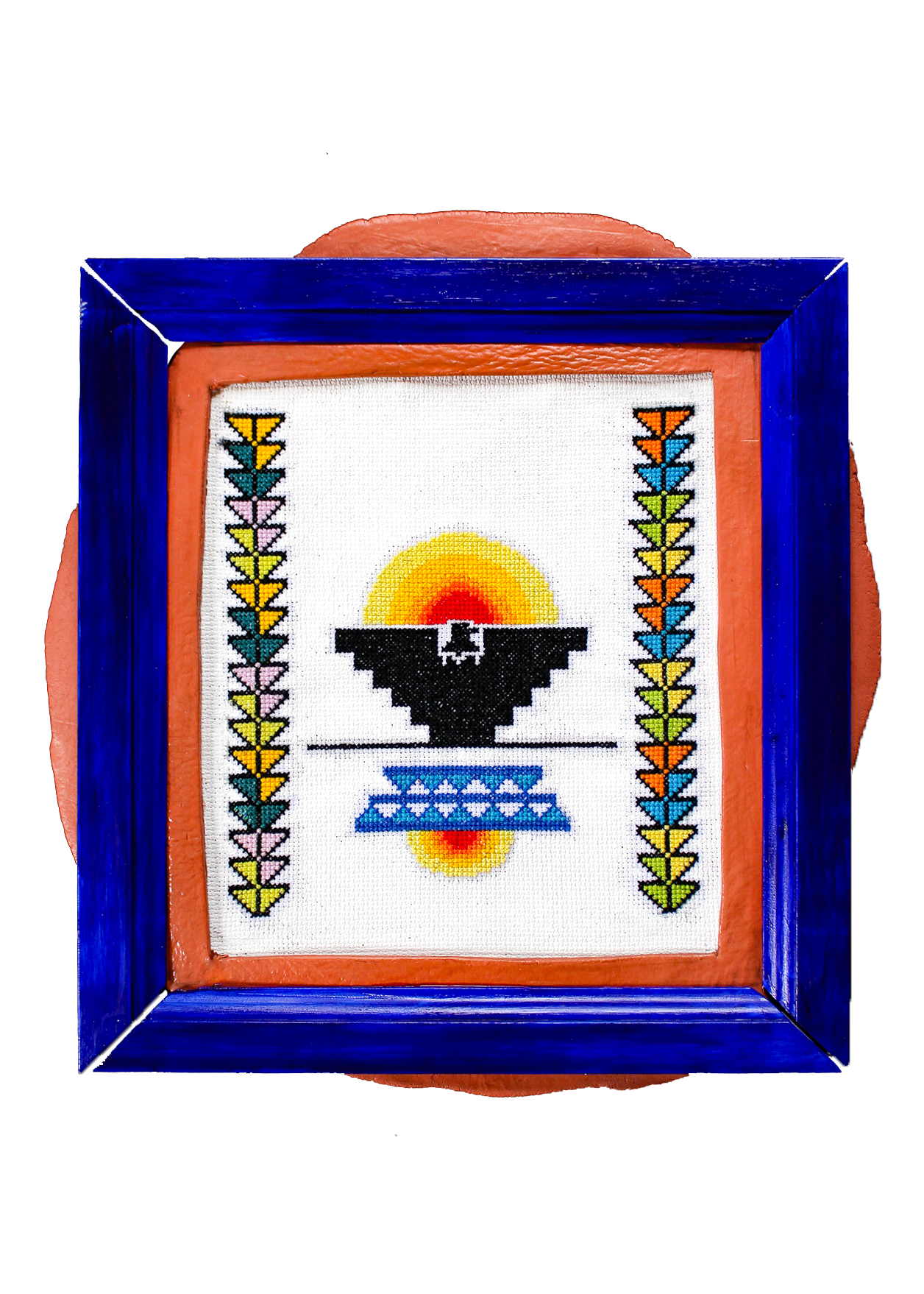 AGUILA (Eagle) // Embroidery on Broken Wooden Frame and Clay, 2025