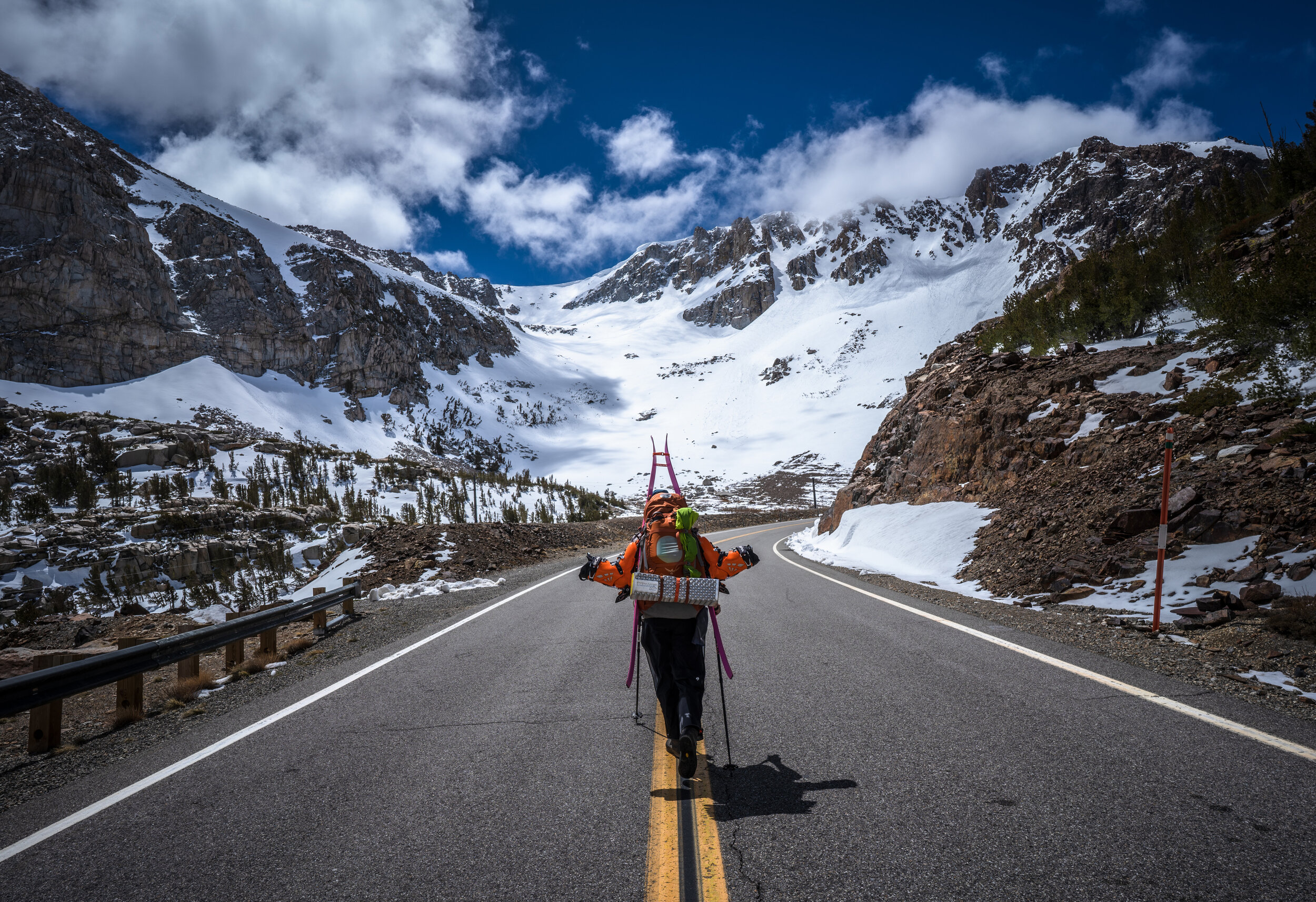  Iver pounds the deserted pavement of Tioga Pass Road. 