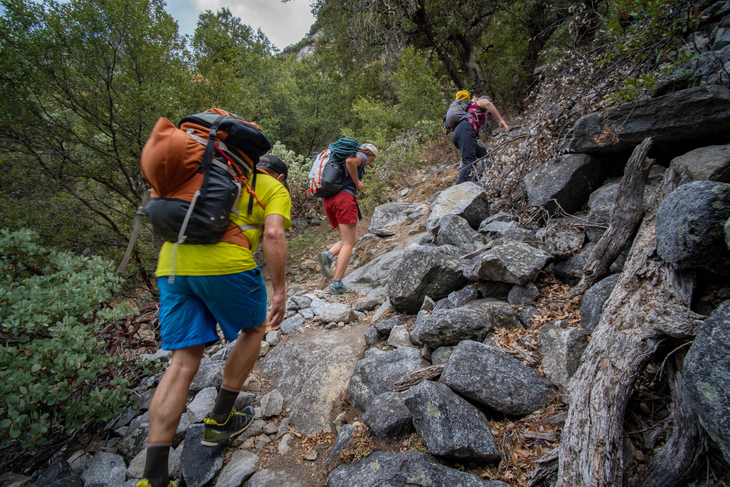  The route in quickly becomes steep. 