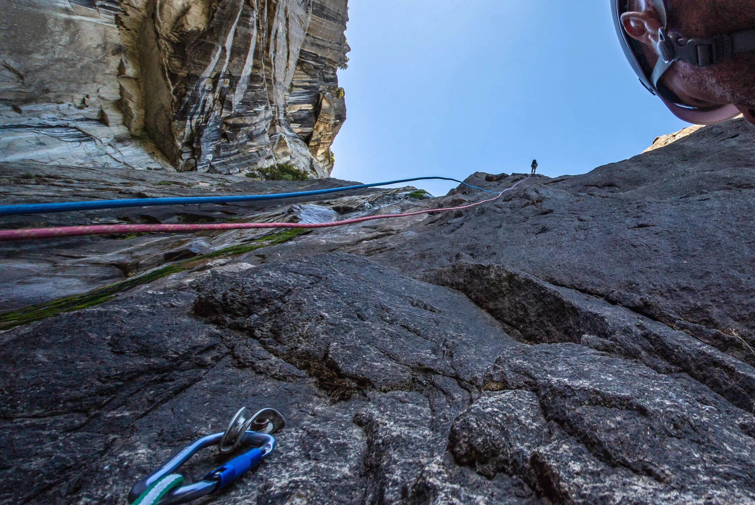  The view hanging from the second rappel station. 