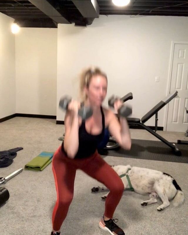 Happy Memorial weekend! Coach Brandon Bonner 🐶supervised this workout with a strict eye. I think he was pleased with my form. 😜Grab your heavier weights for this workout. I&rsquo;m using 15 lbs. If you have lighter weights increase the rep count un