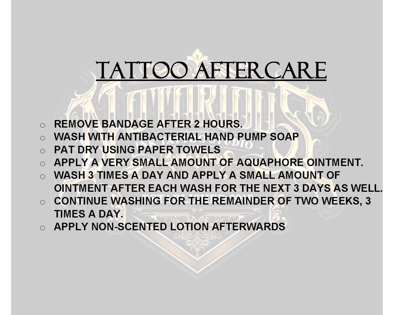 Regular Aftercare Instructions  Fable Tattoo Gallery