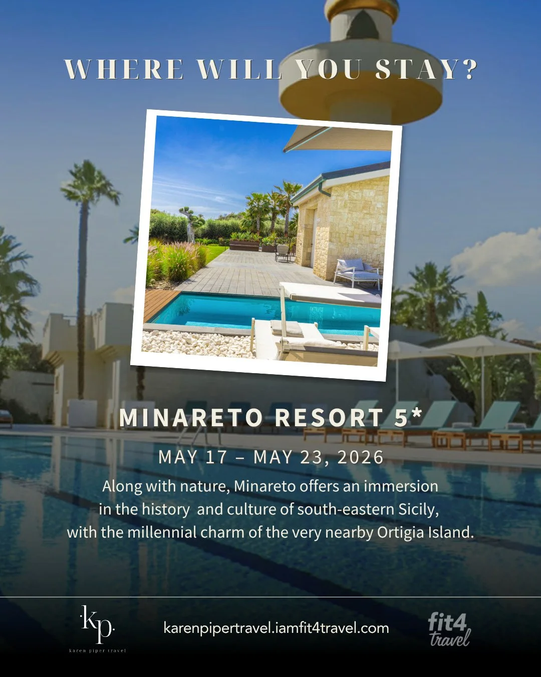 Travel is better with friends! ⁠
⁠
Imagine waking up to breathtaking sea views at the luxurious Minareto Seaside Resort &amp; Villas in Sicily&mdash;our stunning 5-star home base for this spring adventure! ⁠
⁠
Perched on a cliff in the protected Plem