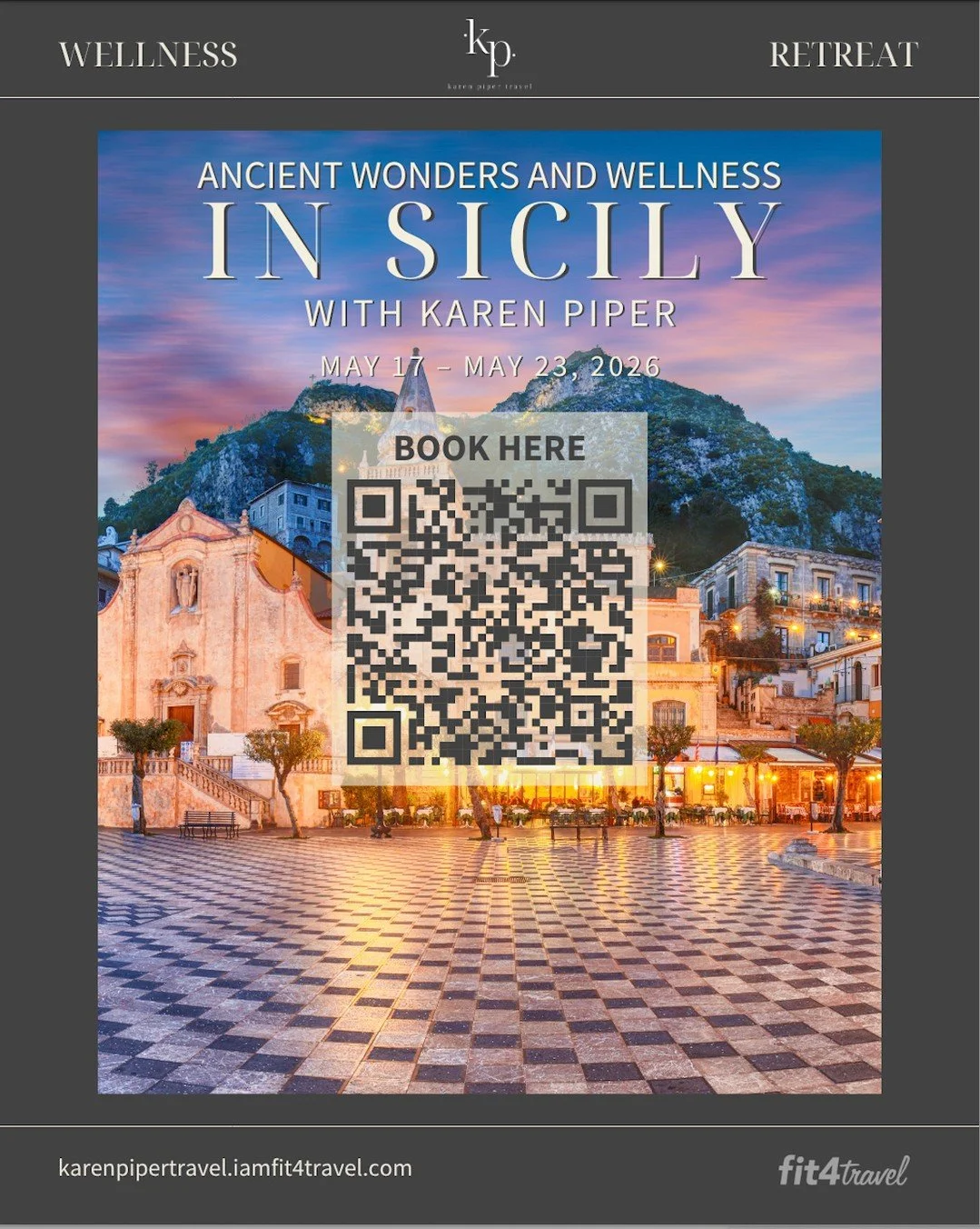 Join Karen Piper in Sicily this spring! ⁠
⁠
Hike Mount Etna, sip wines, cook in Syracuse, and explore UNESCO sites like Noto. ⁠
⁠
First 5 bookers save $200 with SAVE200, next 5 save $150 with SAVE150. ⁠
⁠
Book now at karenpipertravel.iamfit4travel.co