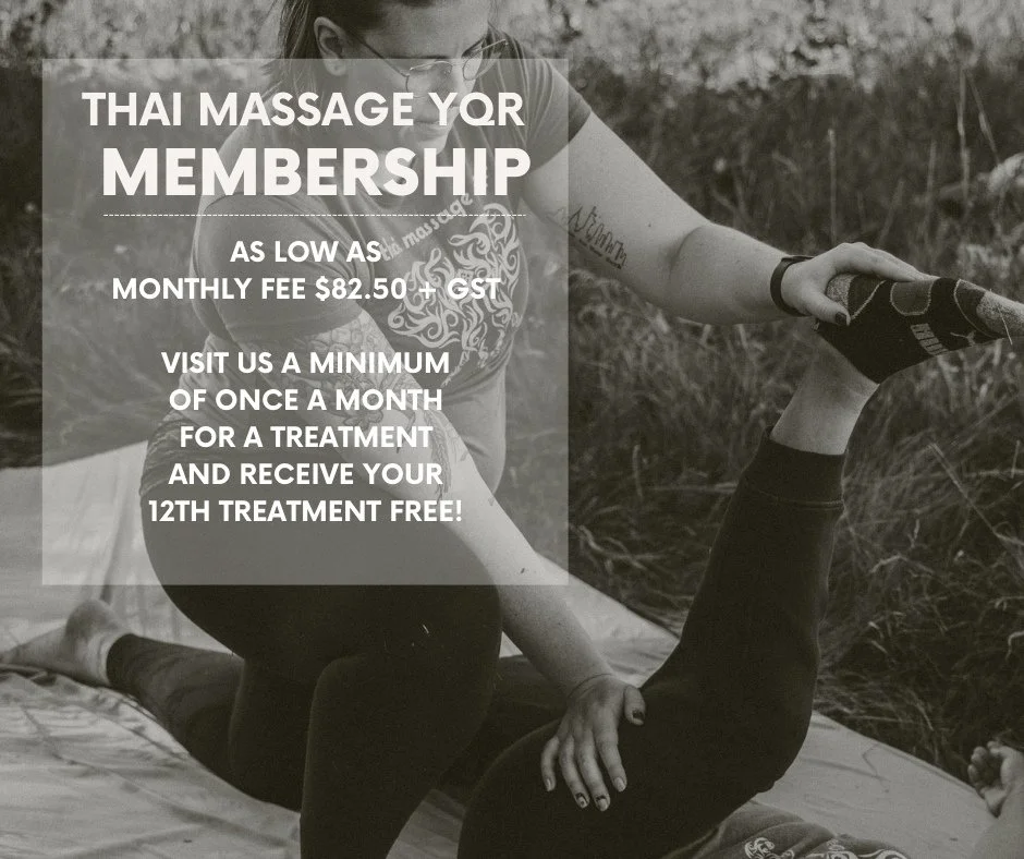 Flexibility for Your Fall Adventures⁠
⁠
Stay limber for fall with a Thai Massage YQR membership! Monthly sessions boost flexibility and range of motion. ⁠
⁠
Get your 12th treatment FREE and one month FREE with an annual contract. ⁠
⁠
Only $110 + GST/