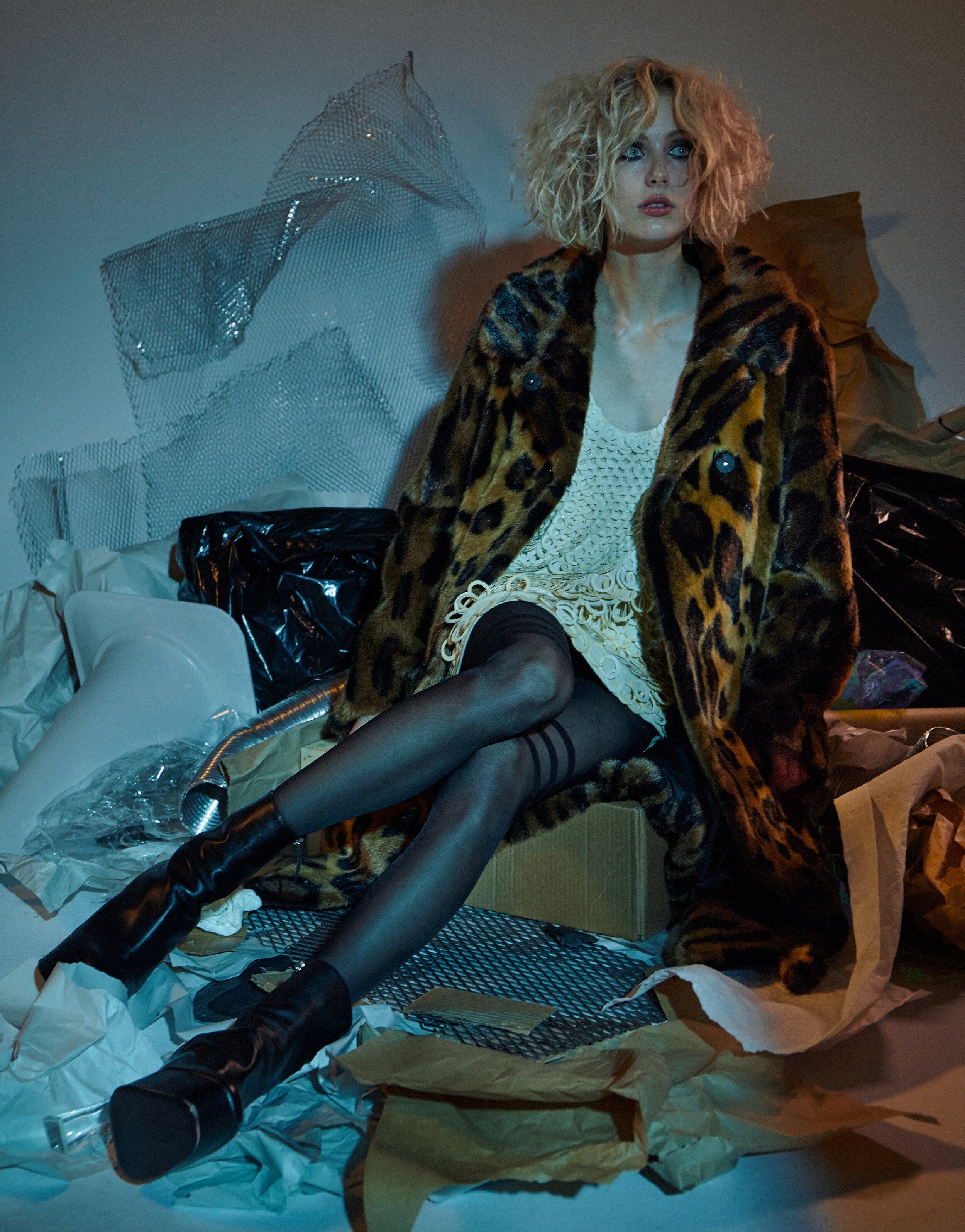    Coat - Stand Studio      Dress - Zhor &amp; Nema      Stockings - From Rachel       Boots - Amina Muaddi       