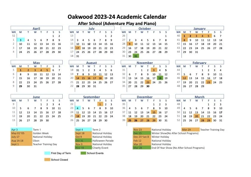 202324 School Calendars — Oakwood Tokyo International School