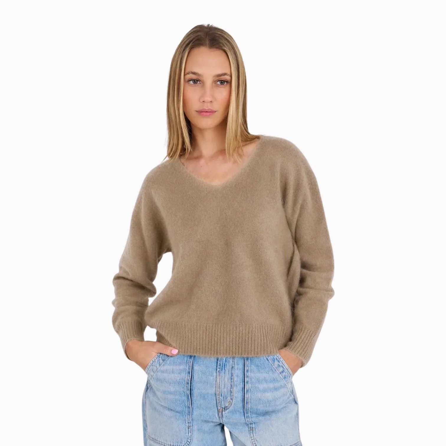 Caramel Brushed Cashmere Pullover