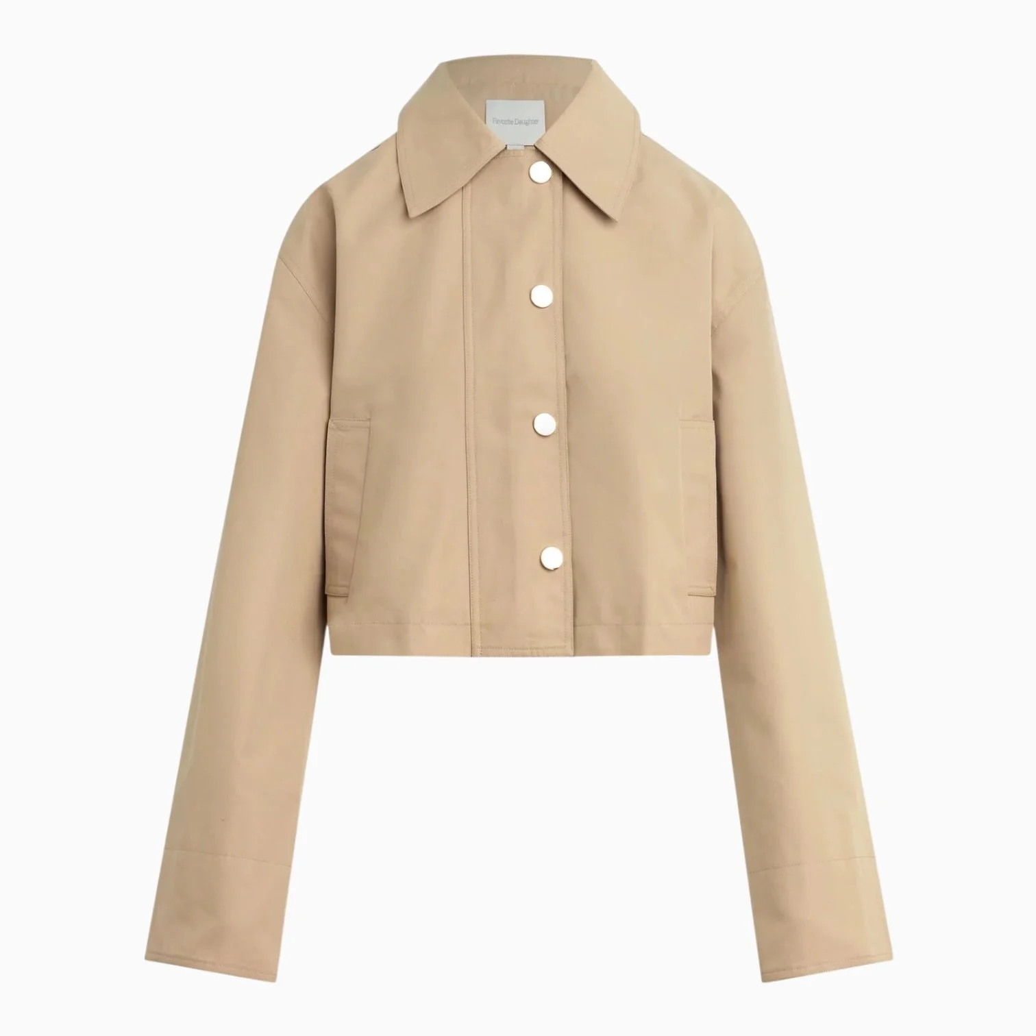 Khaki Cropped Buttoned Trench