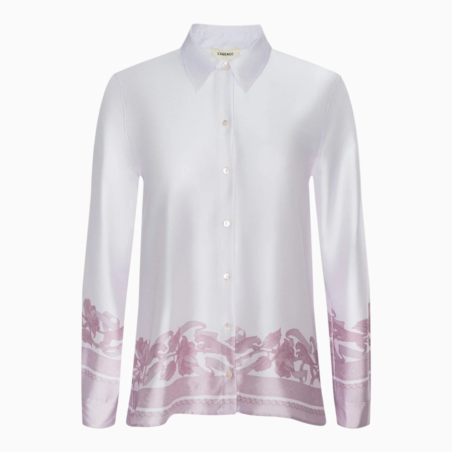 Mauve Leopard Print Satin Blouse
