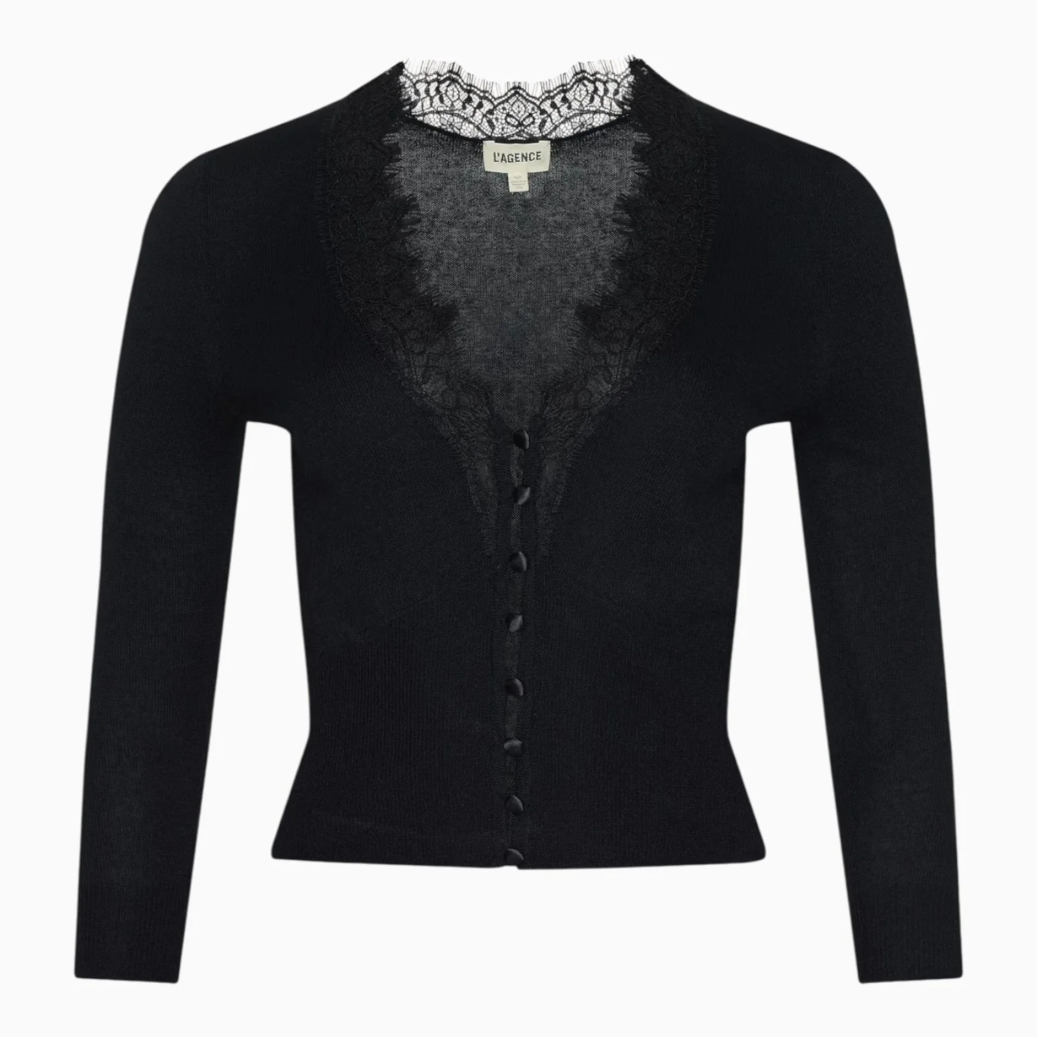 Black Lace Detail Cardigan Top
