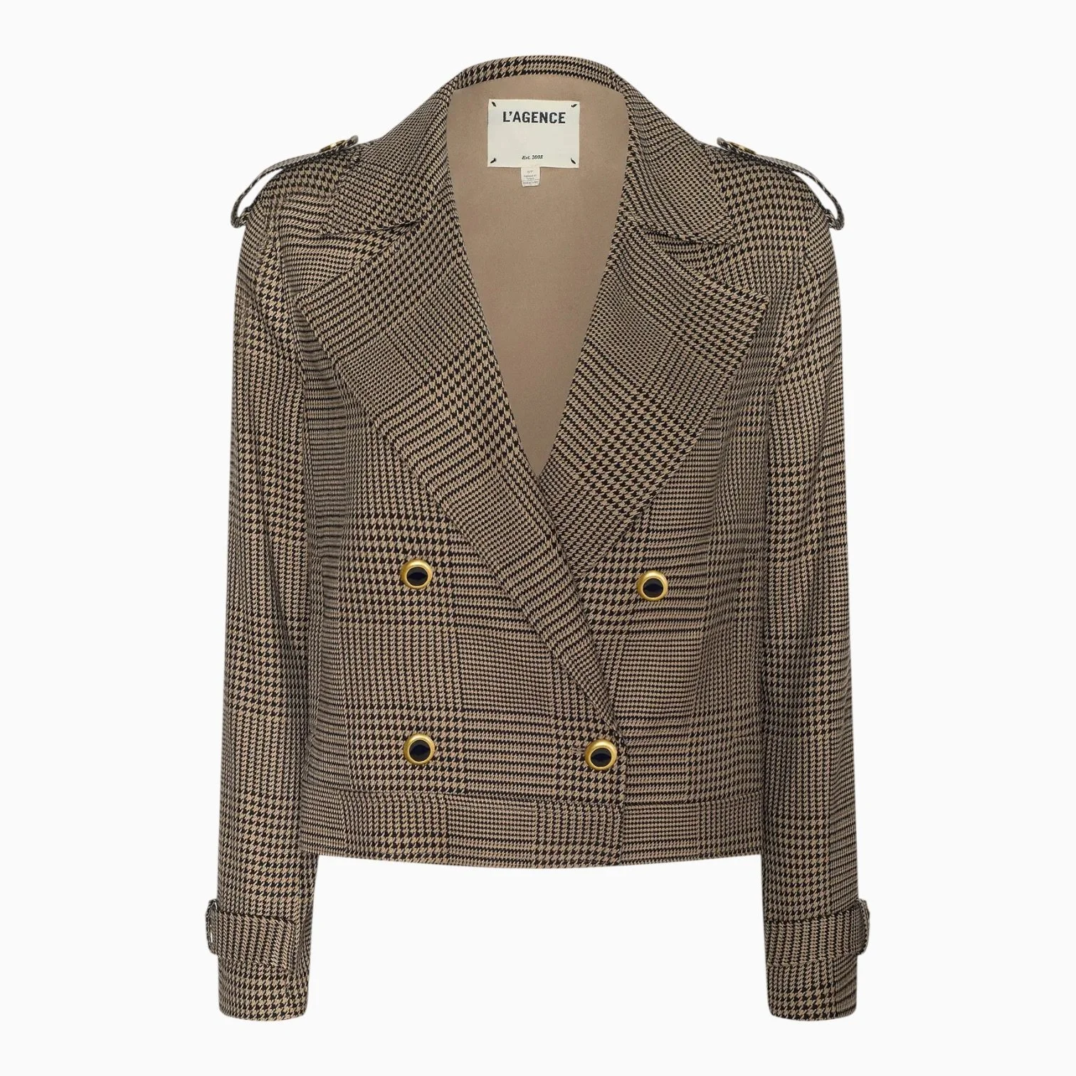 Brown/Black Plaid Cropped Trench Coat