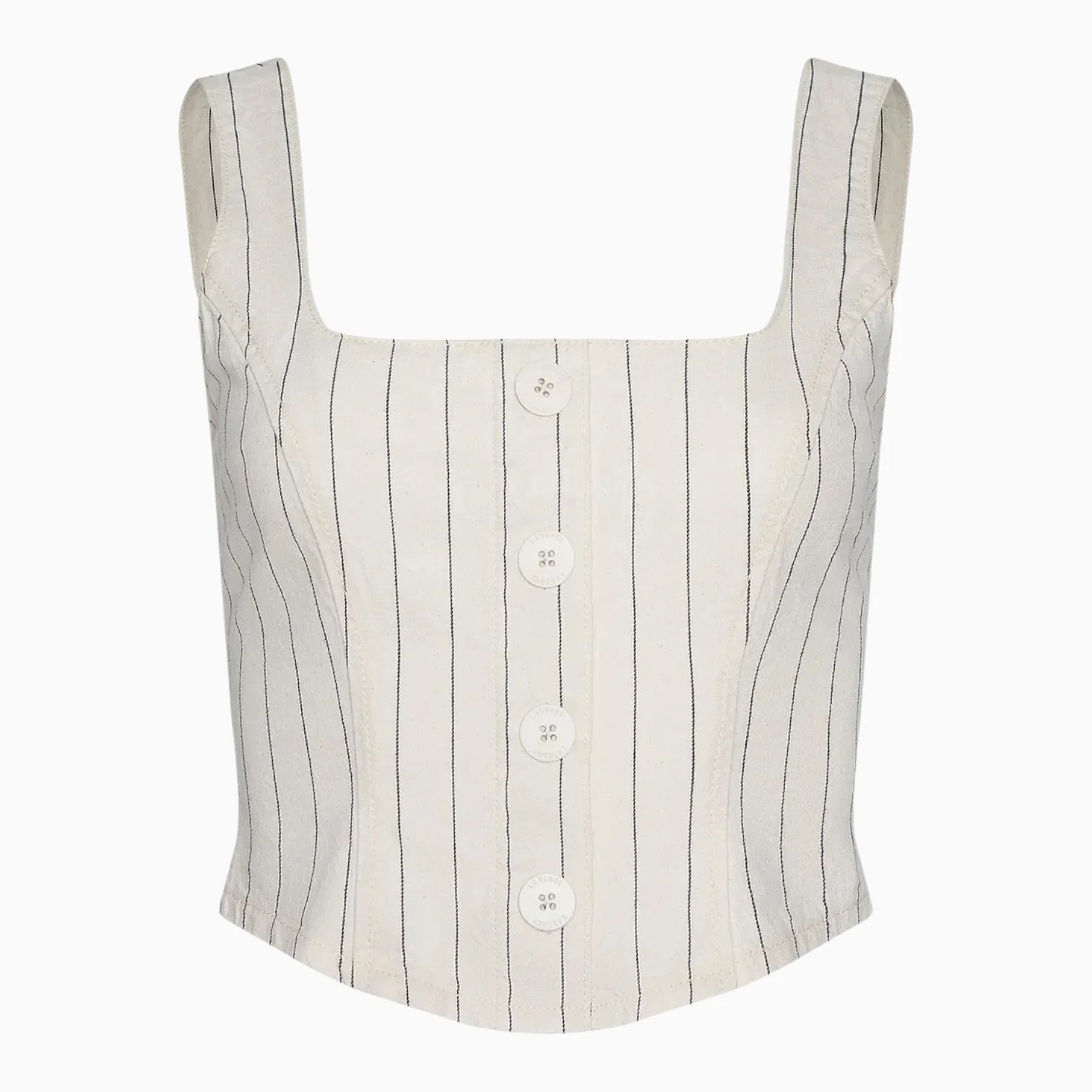Off-White/Navy Pinstripe Button Up Tank