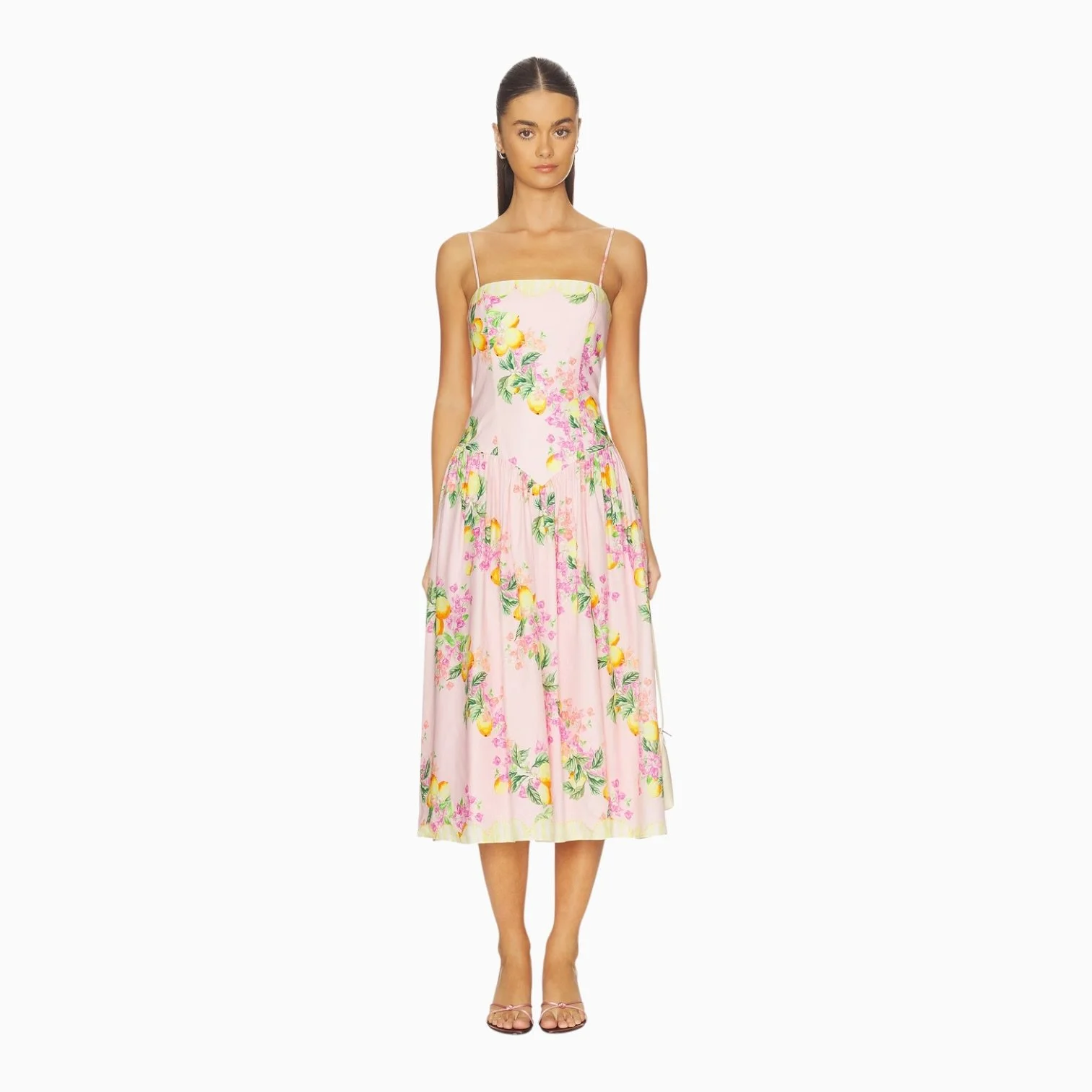 Pink Floral Midi Dress
