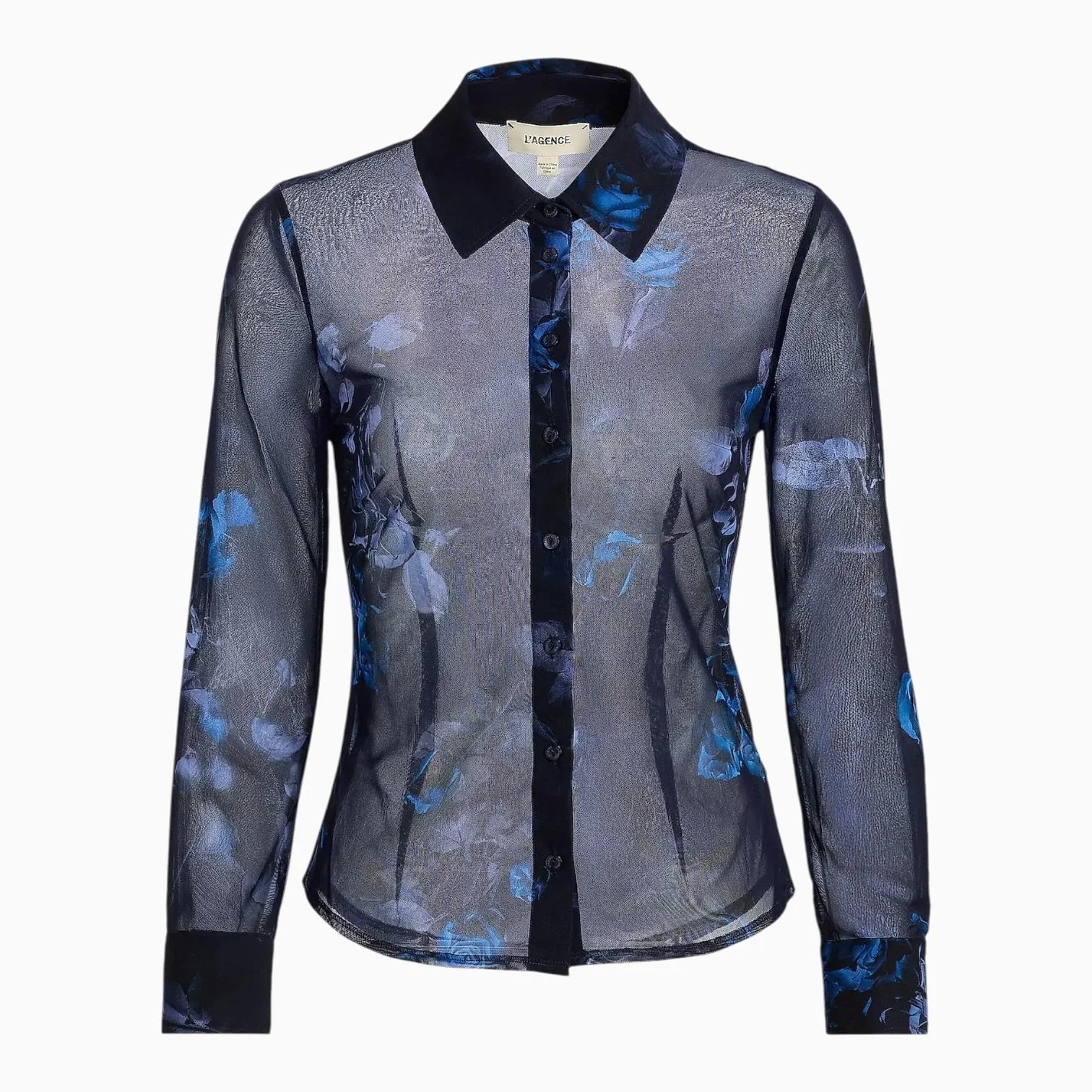 Midnight Floral Sheer Long Sleeve Blouse