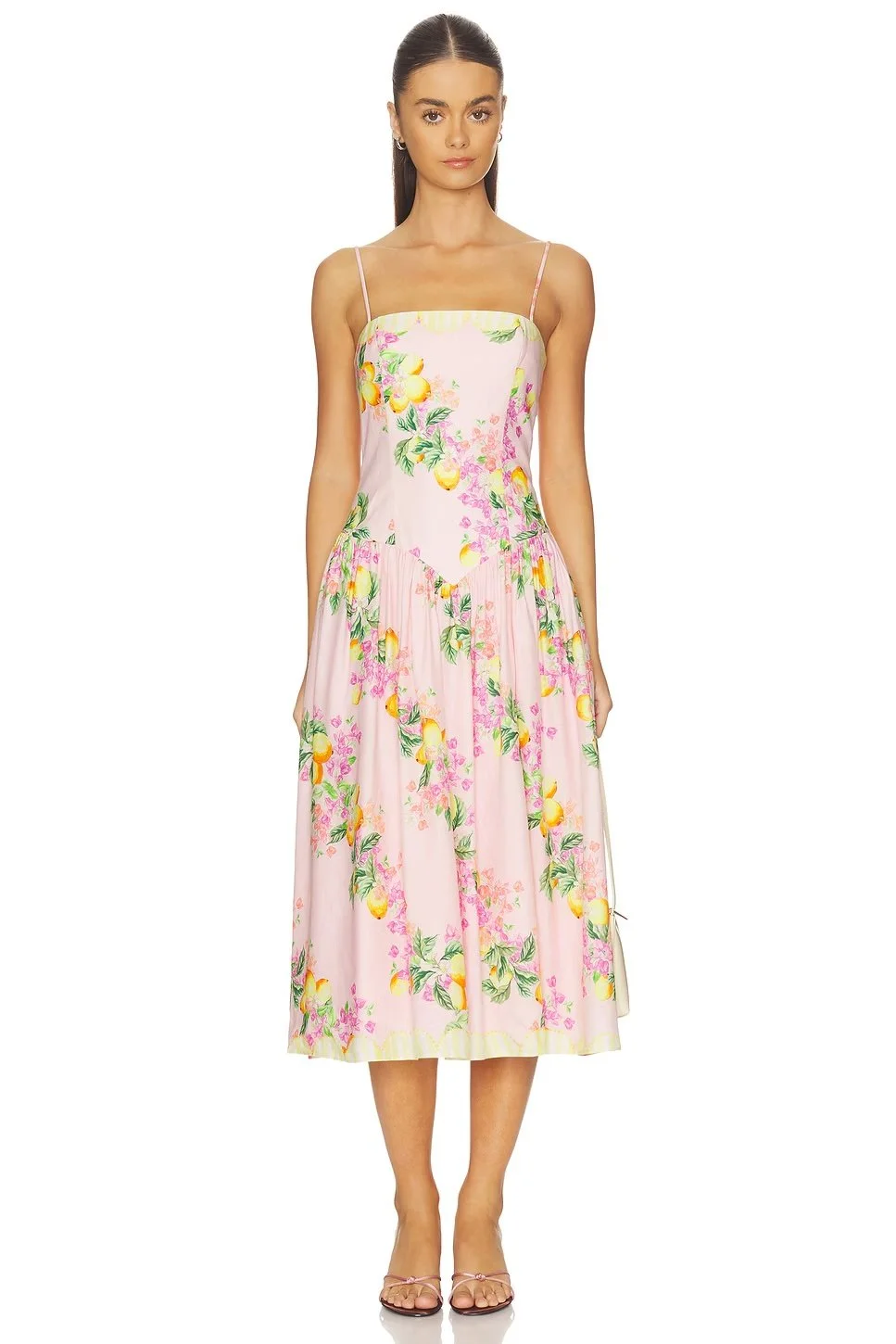 Pink Floral Midi Dress