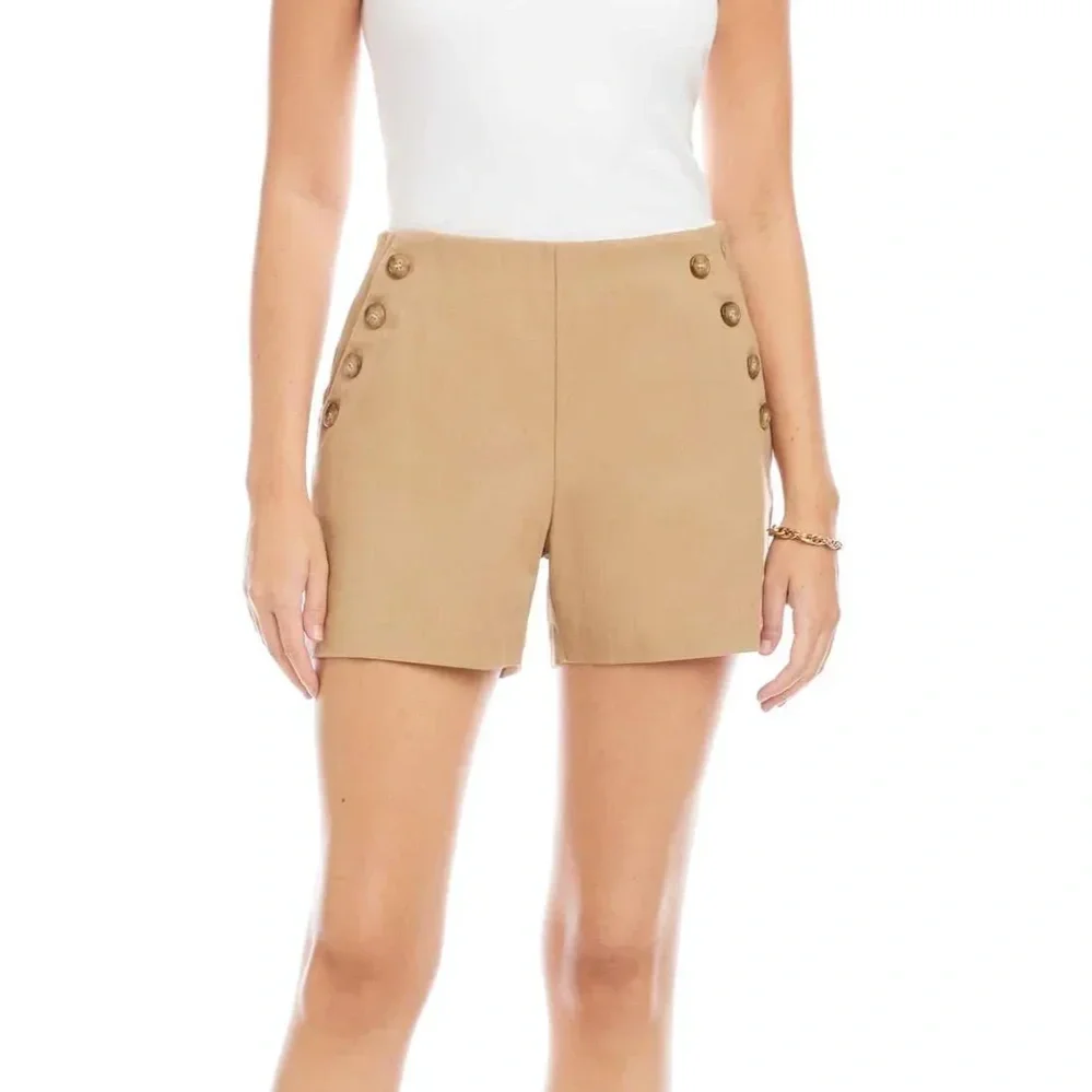 Khaki Button Pocket Shorts