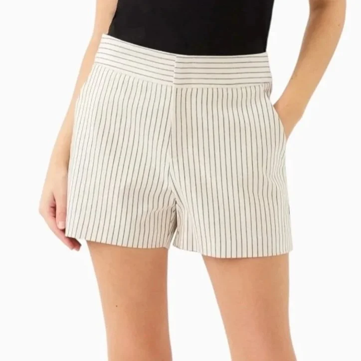 Cream & Black Striped Shorts