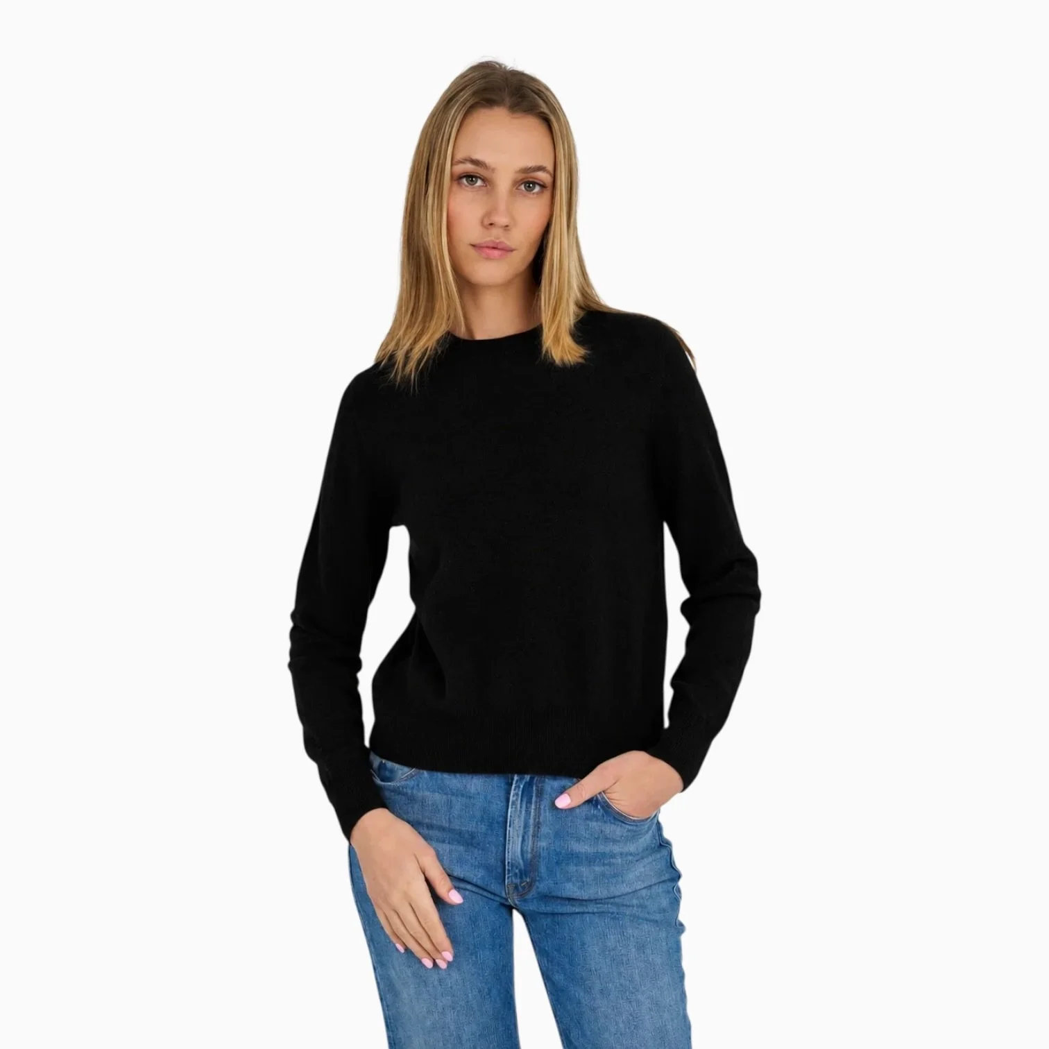 Black Cashmere Crewneck Pullover