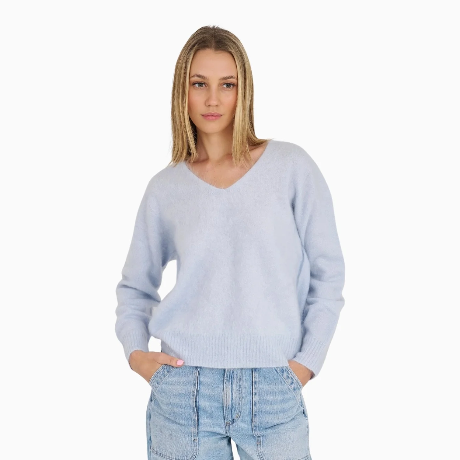 Sky Blue Brushed Cashmere Sweater